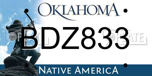 BDZ833 Oklahoma License Plate