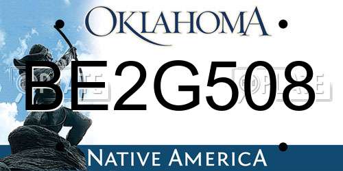 BE2G508 Oklahoma License Plate
