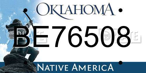 BE76508 Oklahoma License Plate