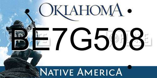 BE7G508 Oklahoma License Plate
