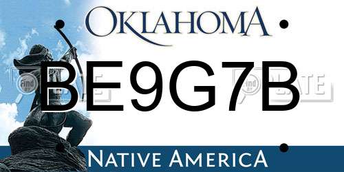 BE9G7B Oklahoma License Plate