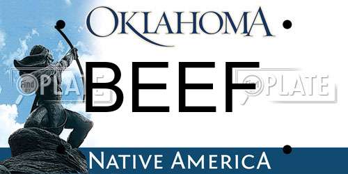 BEEF Oklahoma License Plate