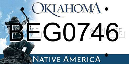BEG0746 Oklahoma License Plate