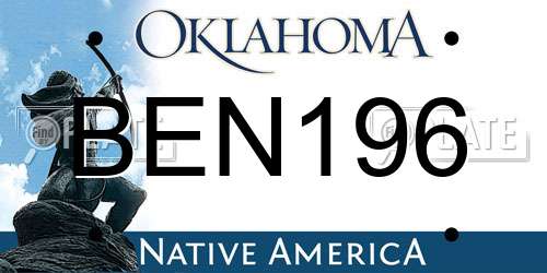 BEN196 Oklahoma License Plate