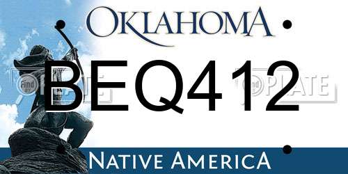 BEQ412 Oklahoma License Plate