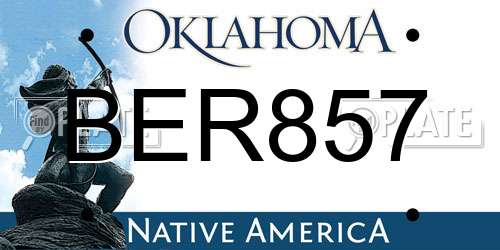 BER857 Oklahoma License Plate