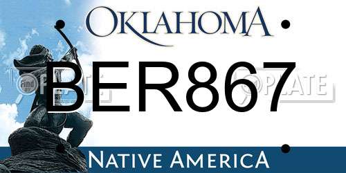 BER867 Oklahoma License Plate