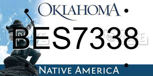 BES7338 Oklahoma License Plate