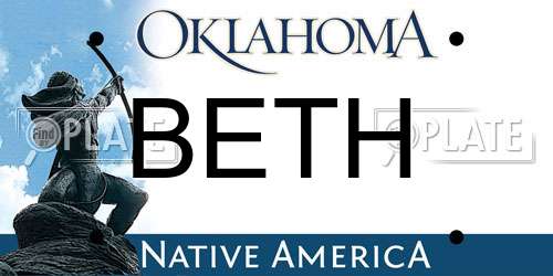 BETH Oklahoma License Plate