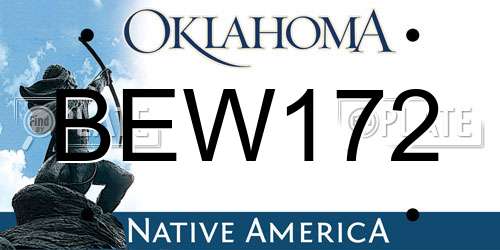BEW172 Oklahoma License Plate