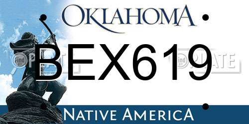 BEX619 Oklahoma License Plate