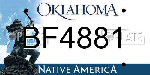 BF4881 Oklahoma License Plate