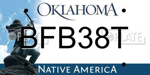 BFB38T Oklahoma License Plate