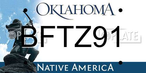BFTZ91 Oklahoma License Plate