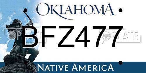 BFZ477 Oklahoma License Plate