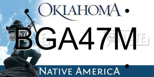 BGA47M Oklahoma License Plate