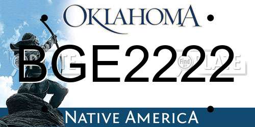 BGE2222 Oklahoma License Plate