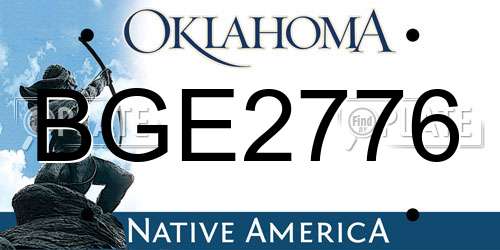 BGE2776 Oklahoma License Plate