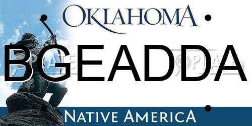 BGEADDA Oklahoma License Plate