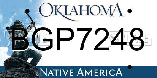 BGP7248 Oklahoma License Plate