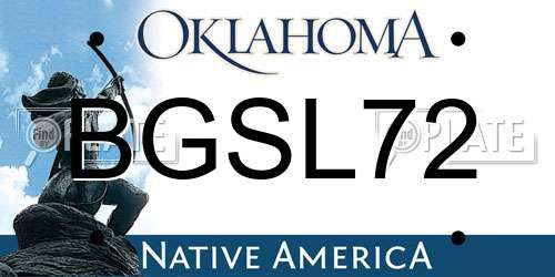 BGSL72 Oklahoma License Plate
