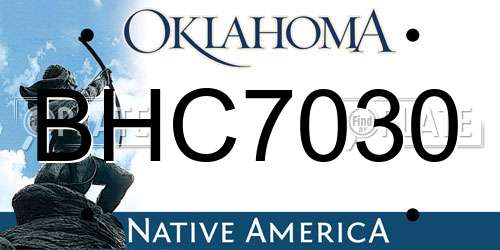 BHC7030 Oklahoma License Plate