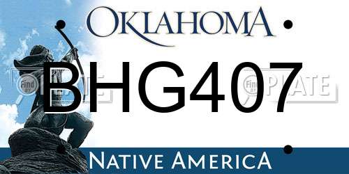 BHG407 Oklahoma License Plate