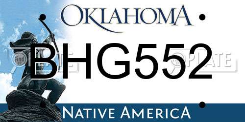 BHG552 Oklahoma License Plate