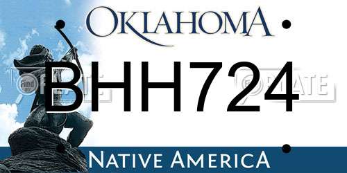 BHH724 Oklahoma License Plate