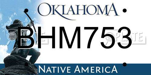 BHM753 Oklahoma License Plate