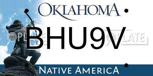 BHU9V Oklahoma License Plate