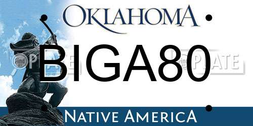 BIGA80 Oklahoma License Plate