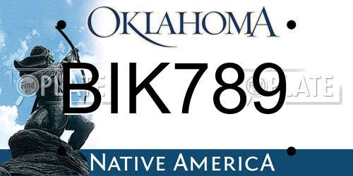 BIK789 Oklahoma License Plate