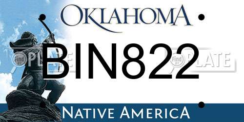 BIN822 Oklahoma License Plate