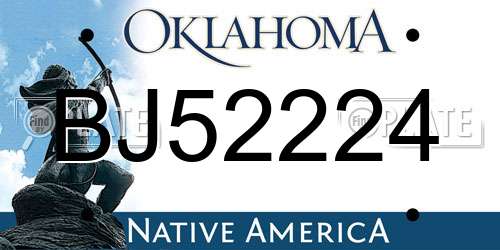 BJ52224 Oklahoma License Plate