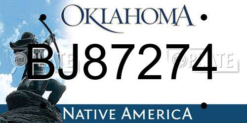 BJ87274 Oklahoma License Plate