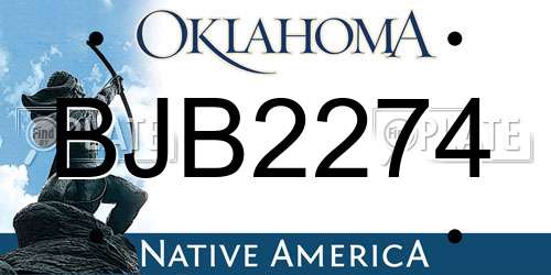 BJB2274 Oklahoma License Plate