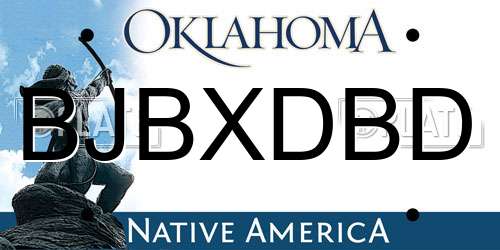 BJBXDBD Oklahoma License Plate