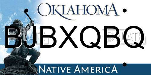 BJBXQBQ Oklahoma License Plate