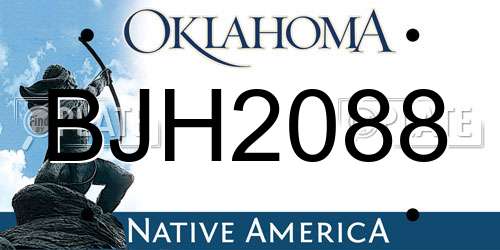 BJH2088 Oklahoma License Plate