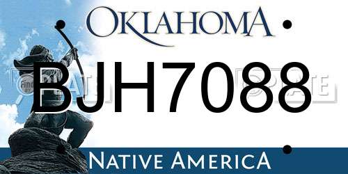 BJH7088 Oklahoma License Plate
