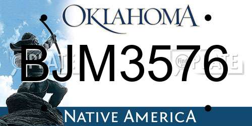 BJM3576 Oklahoma License Plate