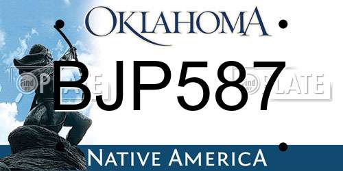 BJP587 Oklahoma License Plate