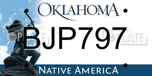 BJP797 Oklahoma License Plate