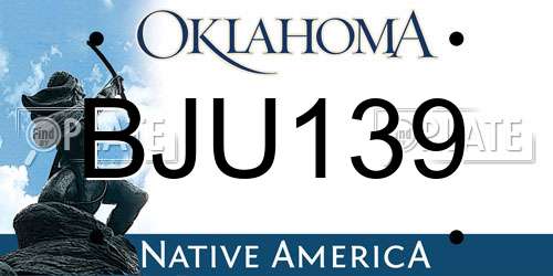 BJU139 Oklahoma License Plate