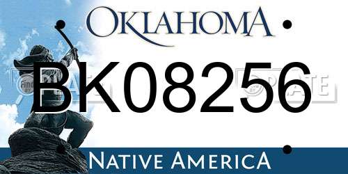 BK08256 Oklahoma License Plate
