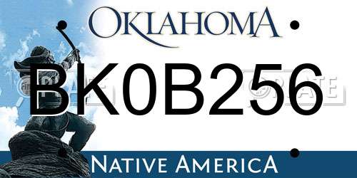 BK0B256 Oklahoma License Plate