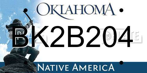 BK2B204 Oklahoma License Plate