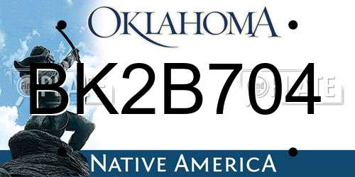 BK2B704 Oklahoma License Plate