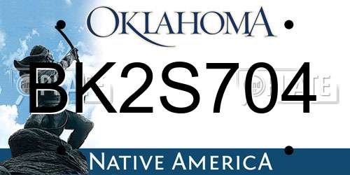BK2S704 Oklahoma License Plate